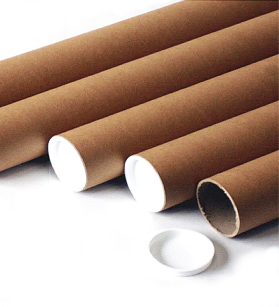 a group of brown paper tubes sitting next to each other.