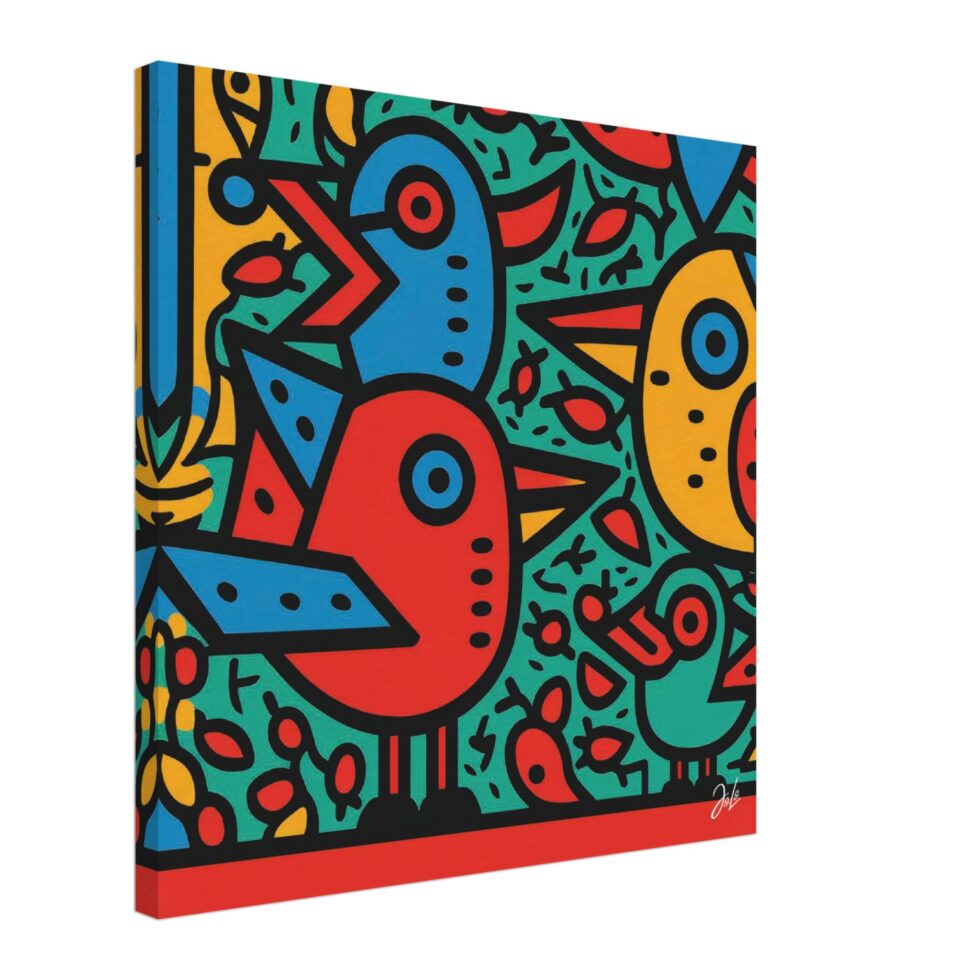 Birds Ode To Keith Haring| Eye Catching Print On Canvas | Various Sizes