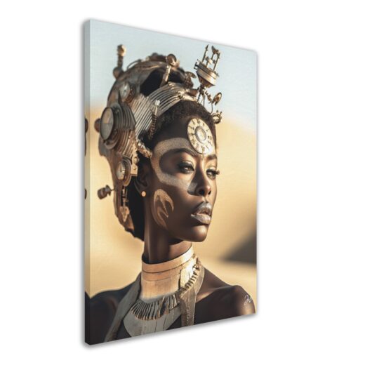 JoloCreative Wall Art Canvas of African Black Steampunk Beauty Time Traveller