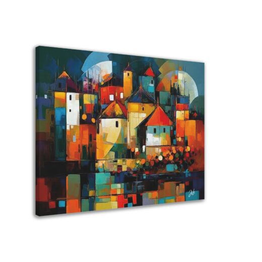 JoloCreative Wall Art posters and Prints Village Painting Art Abstract Modern
