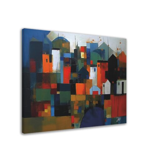 JoloCreative Wall Art posters and Prints Village Painting Art Abstract Modern